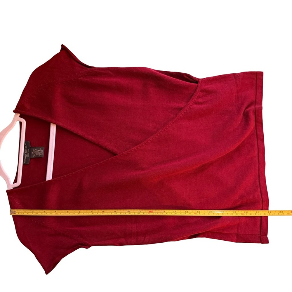 Banana Republic Deep Red Wrap Knit Short Sleeve Blouse Size M Classic Minimalist - Picture 5 of 10